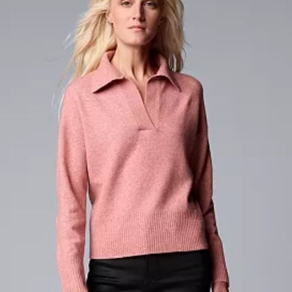 Simply Vera Wang Luxe Cashmere Blend Pullover Polo Sweater Sz XS NEW - Picture 2 of 12